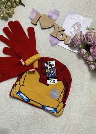 Комплект шапка и перчатки, деми шапочка, рукавички
