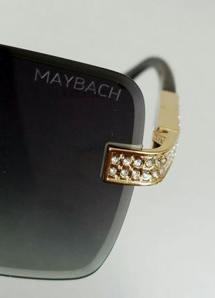 Maybach очки унисекс солнцезащитные черные с деревянными дужками градиент8 фото