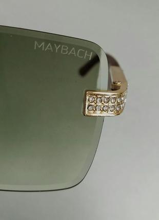 Maybach очки унисекс солнцезащитные серо зеленые с коричневыми деревянными дужками9 фото