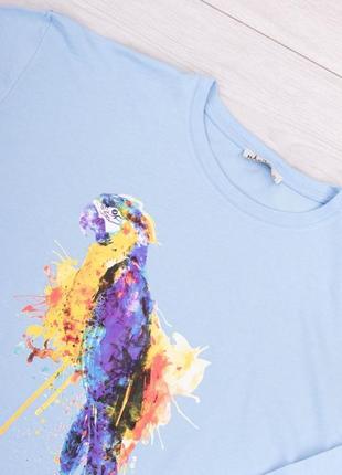 Стильная голубая футболка с рисунком принтом туника большой размер батал3 фото