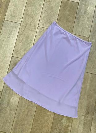Сиреневая миди юбка в бельевом стиле(05)