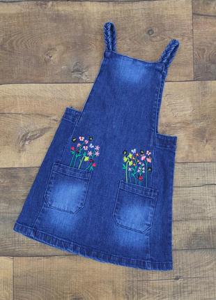 Сарафан джинсовий 92-98см сукню 2-3г плаття для дівчинки дівчинки квіти квіти