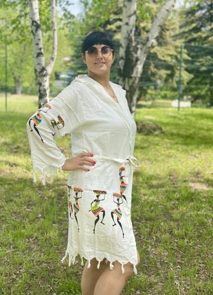 Халат жіночий, річний халат для будинку і відпустки, домашній жіночий халат, віскоза і бавовна3 фото