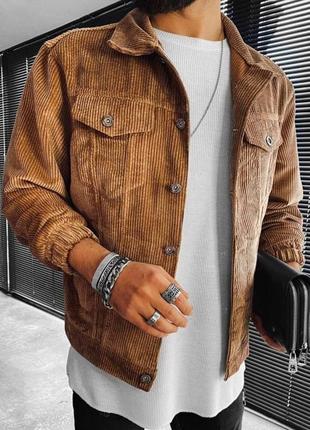 Рубашка мужская базовая вельветовая коричневая турция / сорочка чоловіча базова турречина
