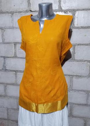 Хлопковая блуза без рукав этно стиле с вышивкой2 фото