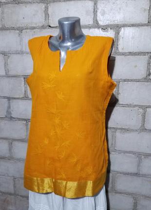 Хлопковая блуза без рукав этно стиле с вышивкой5 фото