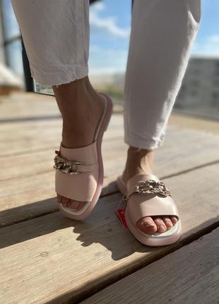 Шльопанці жіночі dino vittorio 43.84.150 пудра (літо шкіра натуральна)3 фото