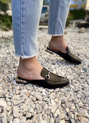 Шлепанцы женские alex bell 502 чёрные (лето кожа натуральная)