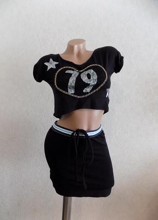 Юбка черная стрейчевая на резинке 40-44