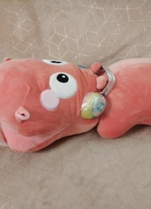 Мягкая игрушка/подушка+плед бегемотик в наушниках