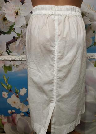 Коттоновая белоснежная тонкая юбка прямая с карманами,14р4 фото