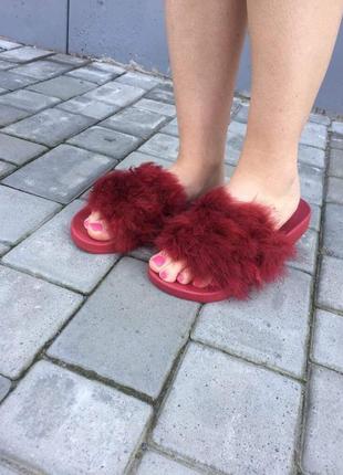 Шльопанці жіночі sopra pt-07 бордові (літо силікон+хутро)