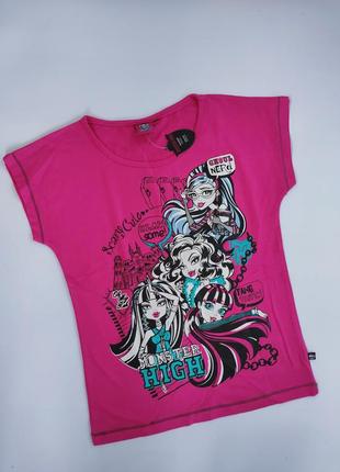 Яркая розовая футболка monster high 140 и 152 см