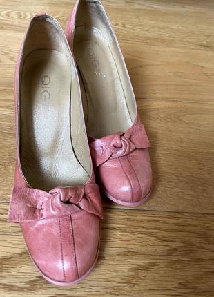 Розовые кожаные туфли с бантом, qige, turky4 фото
