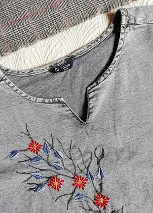 Джинсовая блуза с вышивкой рубашка с вышивкой5 фото