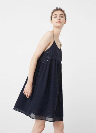 Шифонова сукня з красивою спиною і паєтками бренд оригінал сарафан - mango s-m5 фото