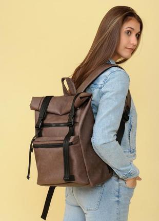 Женский рюкзак ролл sambag rolltop zard - коричневый нубук
