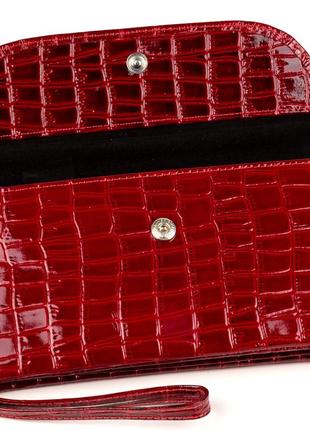 Женский клатч кошелек karya 1121-08 кожаный красный5 фото