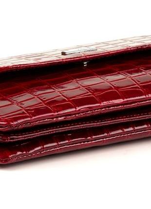 Женский клатч кошелек karya 1121-08 кожаный красный4 фото