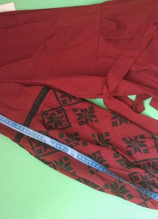 Шикарное бордовое платье nenka с орнаментом вышиванка!5 фото