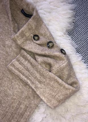 Плюшевий светр, кофта кемел бежевий гудзики укорочений вільний4 фото