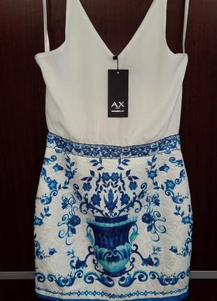 Летнее платье сарафан с синим цветочным принтом ax paris. новое!1 фото