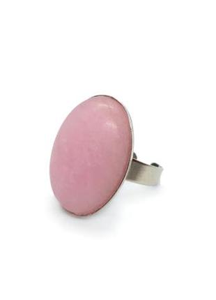 🌸💍 кільце безрозмірне натуральний камінь рожевий кварц