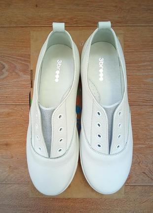 Білі сліпони кеди мокасини кросівки з італійської шкіри, розмір 38 (24.5 см)2 фото