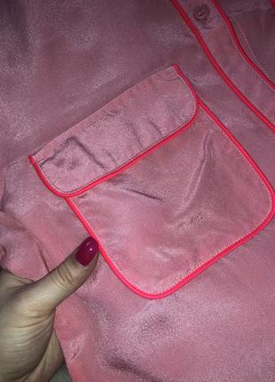 Рубашка victoria’s secret блуза розовая карманы натуральная шёлк шелковая оригинал8 фото