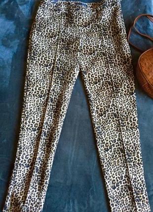 Леопардовые зауженные брюки высокая посадка3 фото