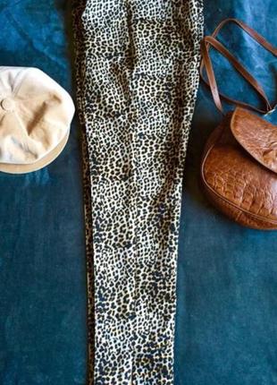 Леопардові завужені брюки висока посадка4 фото