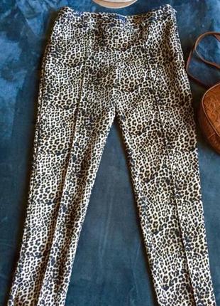 Леопардовые зауженные брюки высокая посадка6 фото