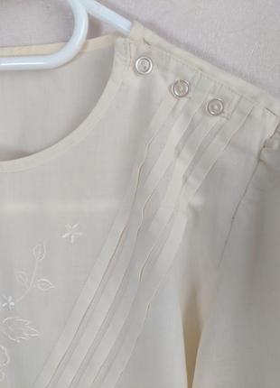 Красивая и женственная блуза из хлопка с вышивкой, винтаж2 фото