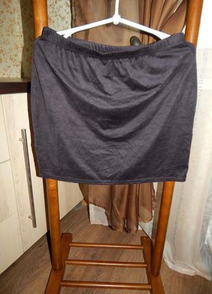 Велюровая юбочка цвет серый графит1 фото