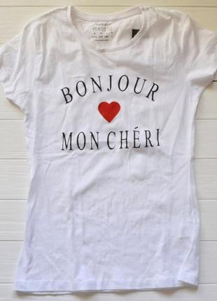 Футболка белая bonjour mon cheri primark