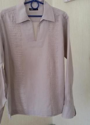 Рубашка с вышивкой, лен с хлопком, р.s, 44р., сedarwood state