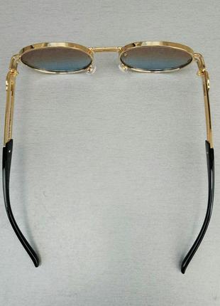 Versace очки унисекс солнцезащитные бежево синий градиент в золоте овальные5 фото