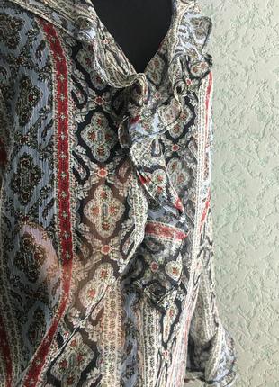 Zara блуза бохо стиль рюши v вырез с принтоп вертикальным барокко6 фото