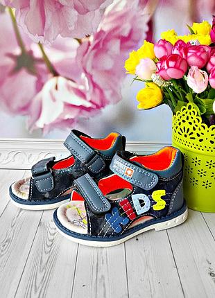 Босоніжки р-р 19-24 з каблуком томаса,сині kimbo-o