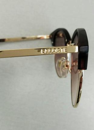 Lacoste очки унисекс солнцезащитные округлой формы коричневые с градиентом8 фото