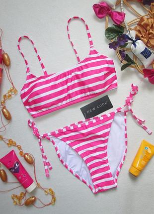 Шикарный раздельный купальник в полоску на завязках new look  🌺👙 🌺