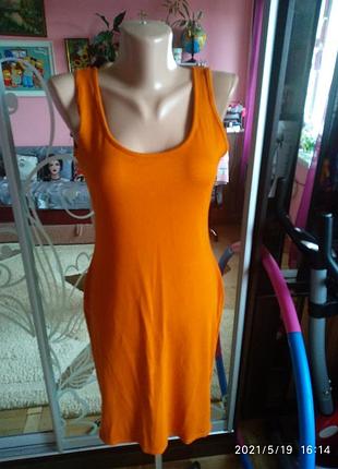 Кирпично-горчичное 🖤 платье-майка в рубчик h&m