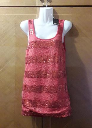 Jbc р.m  нарядная майка футболка  с  пайетками