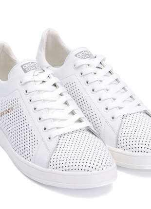 Чоловічі шкіряні літні кросівки, перфорація adidas stan smith white running а14п-9