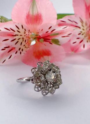 Кольцо vintage sarah coventry цветок стразы серебряного1 фото