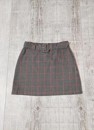 Юбка мини в гусиную лапку