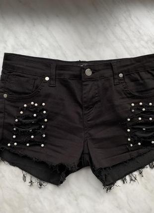 Чорні стрейч під джинс шорти розмір с-м
