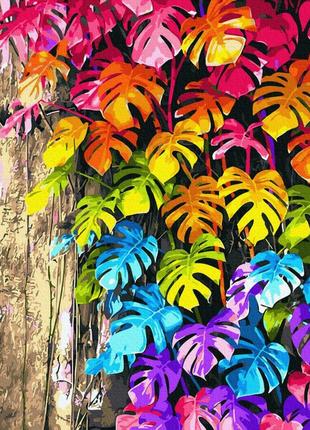 Картина по номерам цветные цветное листья браш