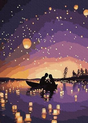Картина по номерам свидание в свете небесных фонариков браш