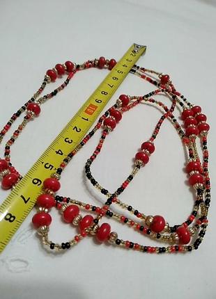 Яркое колье, ожерелье из бисера и бусин. цвет красный, черный, золото3 фото